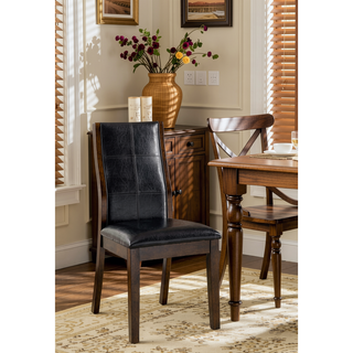 Sunvega Transitional Brown Cherry Espresso Curved Back Leatherette Padded Seat Side Chairs