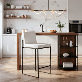 Sunvega Contemporary High Back Counter Stool Set with Velvet Upholstery and Padded Seat