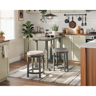 Sunvega Light Gray Finish Industrial Wood Frame Counter Height Stools Set of 2