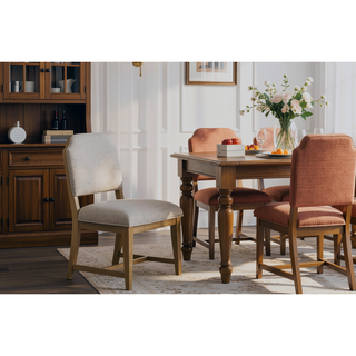 Sunvega Cashew Finish Upholstered Chair with Polyester Fabric and Web Seating