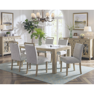 Sunvega Upholstered Dining Bench with Beige Gray Finish and Contemporary Style