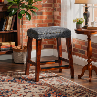 Sunvega Black and Gray Tweed Upholstered 24 Inch Backless Counter Stool