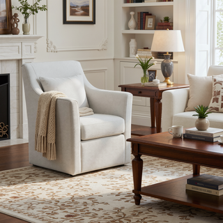 Sunvega Classic Slipcovered Dining Arm Chair with Hidden Casters and Piping Detail