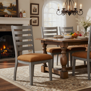 Sunvega Traditional Style Cherry and Gray Finish Wooden Dining Table with 6 Drawers