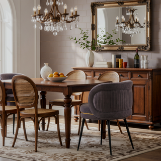 Sunvega Modern Velvet Upholstered Dining Chair with Gold Ring Seat for Dining Room
