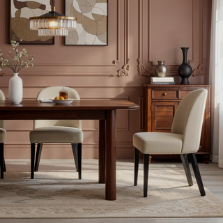 Sunvega Modern Upholstered Dining Chairs Set of 2 in Sand with Leatherette and Velvet