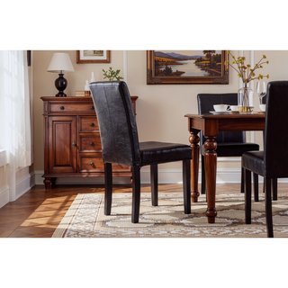 Sunvega Urban Style Leatherette Padded Parson Chair with Solid Wood Legs, Set of 2