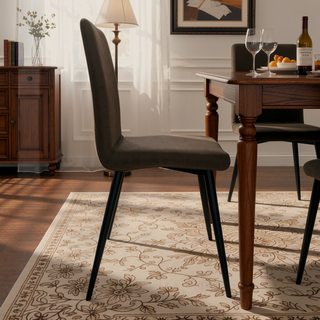 Sunvega Dark Grey Velvet Upholstered Dining Chairs Set of 2 with Curved Seat Back