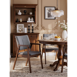 Sunvega Yellow Fabric and Walnut Finish Wooden Side Chair with Padded Seat