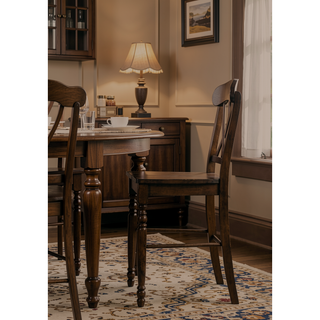 Sunvega Walnut Counter Height Stools with Scooped Seat and Footrest Set of 2