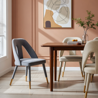 Sunvega Modern Velvet Upholstered Dining Chair with Gold Metal Tips for Dining Room