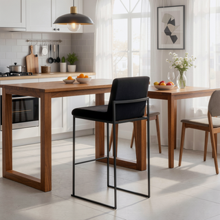 Sunvega Fuji Contemporary High Back Barstool Set of 3 with Velvet Upholstery