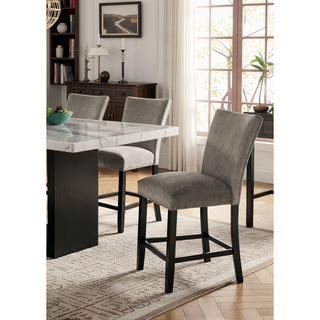 Sunvega Gray Fabric Upholstered Dining Bench with Wire-Brushed Finish