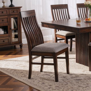 Sunvega Mango Oak Wood Dining Side Chairs Set of 2 with Foam-Padded Seats