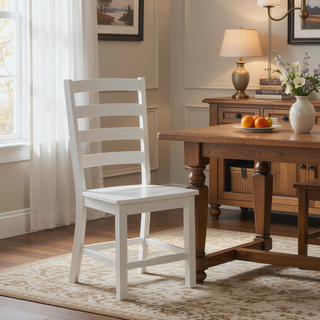 Sunvega White Finish Farmhouse Aesthetic Dining Table Seating for 6