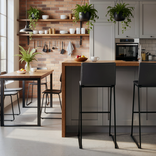 Sunvega Modern Faux Leather and Metal Barstools with Footrest Set of 2