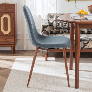 Sunvega Mid-Century Modern Upholstered Dining Accent Chair with Walnut Finish