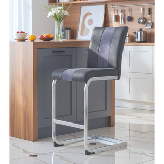 Sunvega Upholstered Bar Stools with L Shape Legs and Metal Footrest Set of 4