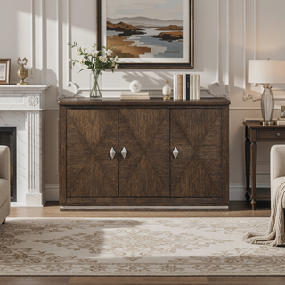 Sunvega Beige Textured Fabric Upholstered Side Chairs with Brown Wooden Finish