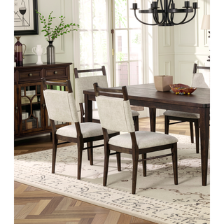 Sunvega Modern Dark Walnut Rubberwood Side Chairs with Upholstered Polyester Seat