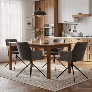 Sunvega Modern Faux Leather and Fabric Metal Swivel Dining Chairs Set of 2
