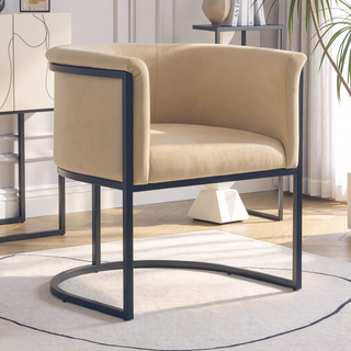 Sunvega Modern Faux Leather Upholstered Dining Chair with Geometric Metal Frame