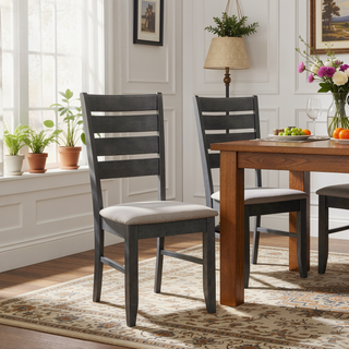 Sunvega Ladder Back Side Chairs with Padded Seat for Dining Set of 2