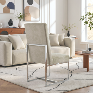 Sunvega Modern Velvet Upholstered Stainless Steel Dining Chair with Chrome Finish