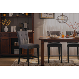 Sunvega White Fabric Finish Bar Stool with Nailhead Trim in Transitional Style
