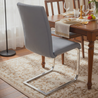 Sunvega Grey Faux Leather Upholstered Contemporary Dining Chair Set of 2