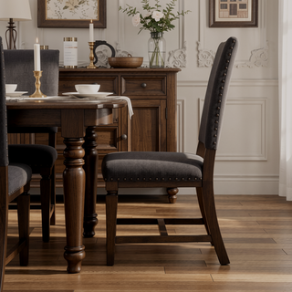 Sunvega Warm Grey Smokey Black Upholstered Side Chair Set of 2 for Dining