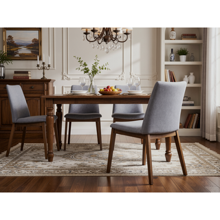 Sunvega Rectangular Walnut Finish Dining Table with Fixed Tabletop for Dining Space