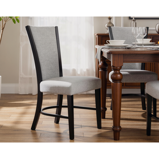 Sunvega Contemporary Glam Upholstered Dining Side Chair with Plush Gray Fabric