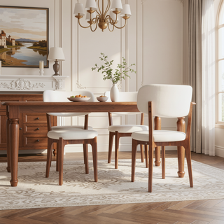 Sunvega Modern PU Leather Dining Chairs with Solid Wood Legs for Family Kitchen