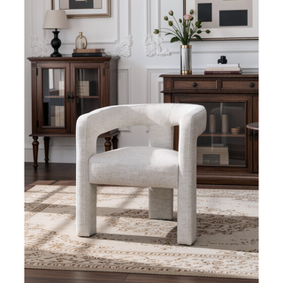 Sunvega Beige Boucle Side Chair Set of 2 with Comfortable Upholstery and Contemporary Design