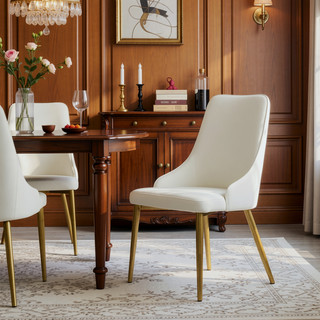 Sunvega PU Leather Dining Chairs with Stainless Steel Legs and Ergonomic Design Set of 2