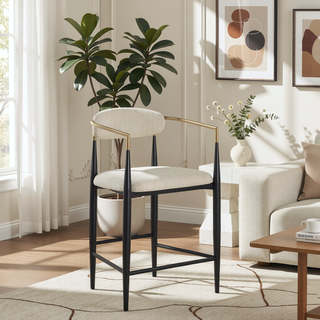 Sunvega Modern Mid-Century Upholstered Counter Stools with Padded Backrest and Seat Set of 2