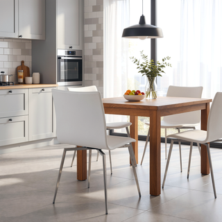 Sunvega Modern Upholstered Chair with Swivel Seat and Stainless Steel Base - Set of 2