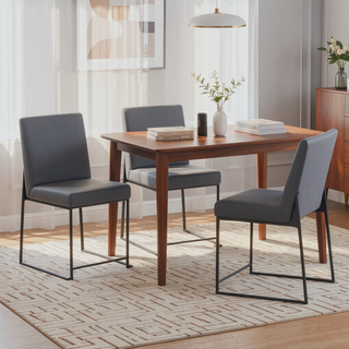 Sunvega Fuji Contemporary High Back Dining Chair Set with Upholstered Seat