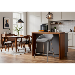 Sunvega Modern Counter Height Bar Stools Set of 2 with Grey Fabric