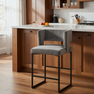 Sunvega Modern Velvet Upholstered Counter Stool Set of 2 with Gold Metal Legs