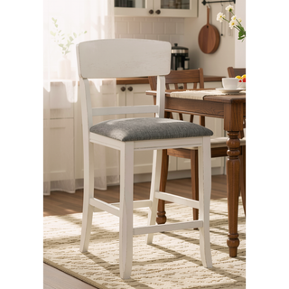 Sunvega 2pc Transitional Upholstered Counter Height Dining Chair Bar Stools with Chalk Gray Finish