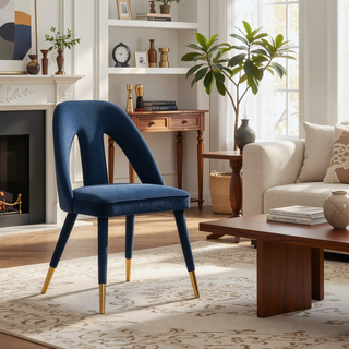 Sunvega Modern Velvet Upholstered Dining Chair with Gold Metal Tips for Dining Room