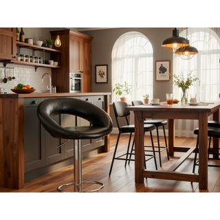 Sunvega Modern Adjustable Height Faux Leather Swivel Stools with Chrome Base Set of 2
