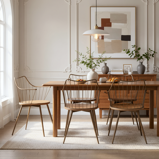 Sunvega Farmhouse Chair with Antique Copper Metal and White Washed Wood Seat