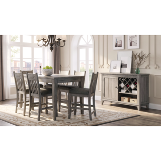 Sunvega Rustic Gray Upholstered Seat Counter Stool Set of 2