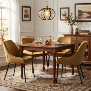Sunvega Foam-Padded Upholstered Dining Side Chairs with Sloped Arms and Elegant Handle