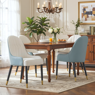 Sunvega Modern Faux Leather Dining Chairs Set of 2 with Metal Legs for Living Room