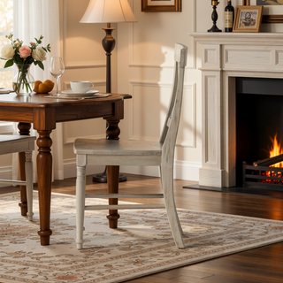 Sunvega Acacia Wood Dining Chairs with X-Shaped Backrest for Classic Dining Room