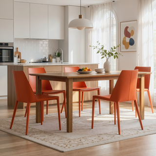 Sunvega Modern Gray Leatherette Upholstered Dining Chairs Set of 2